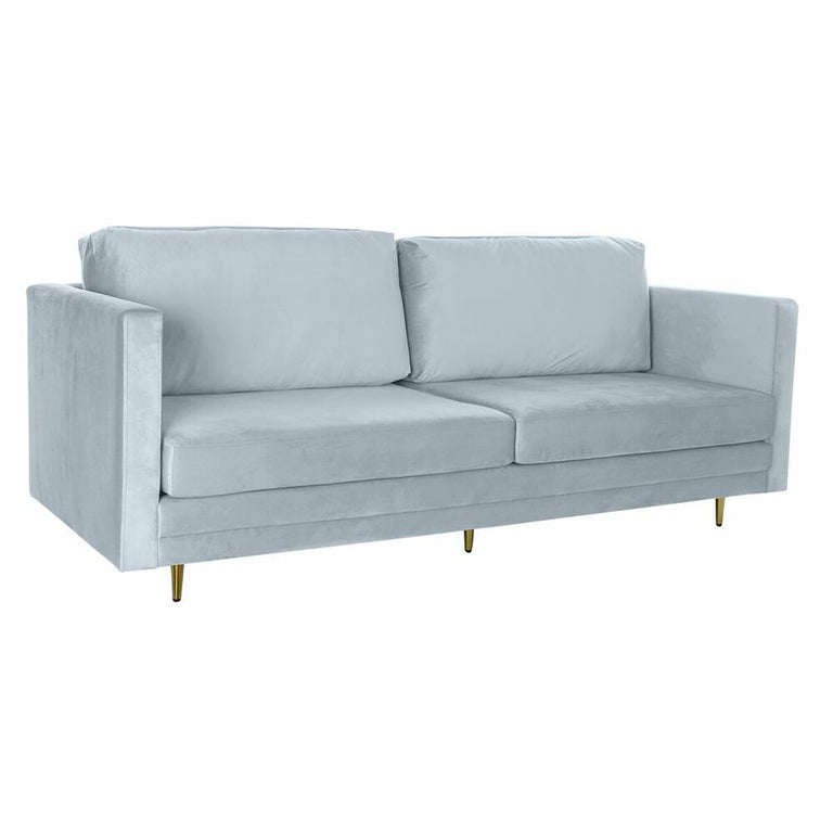 Canapé DKD Home Decor 210 x 78 x 85 cm Sixties Doré Métal Velours Bleu ciel