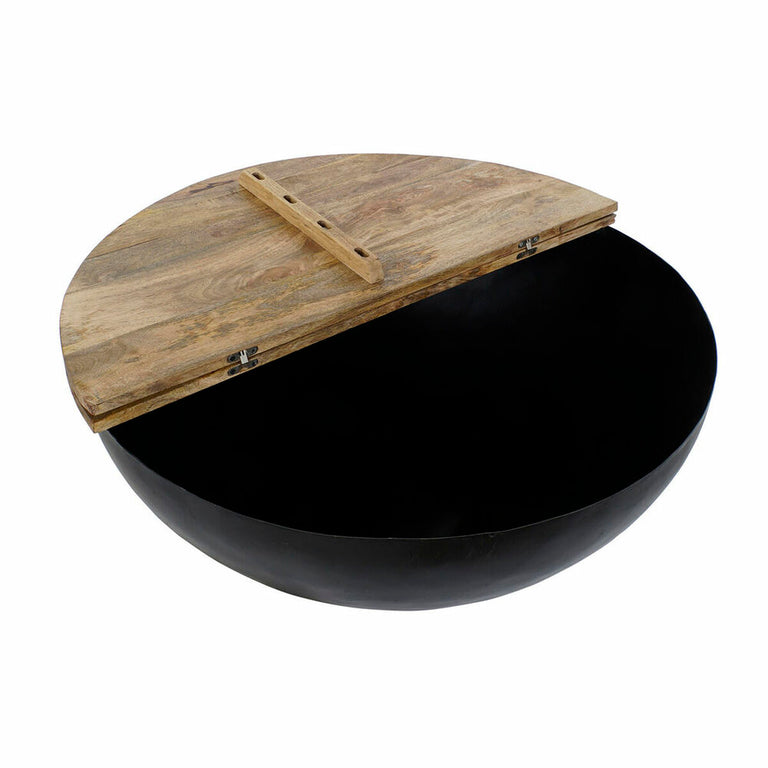 Table d'appoint DKD Home Decor Noir Métal Bois de manguier (90 x 90 x 37 cm)