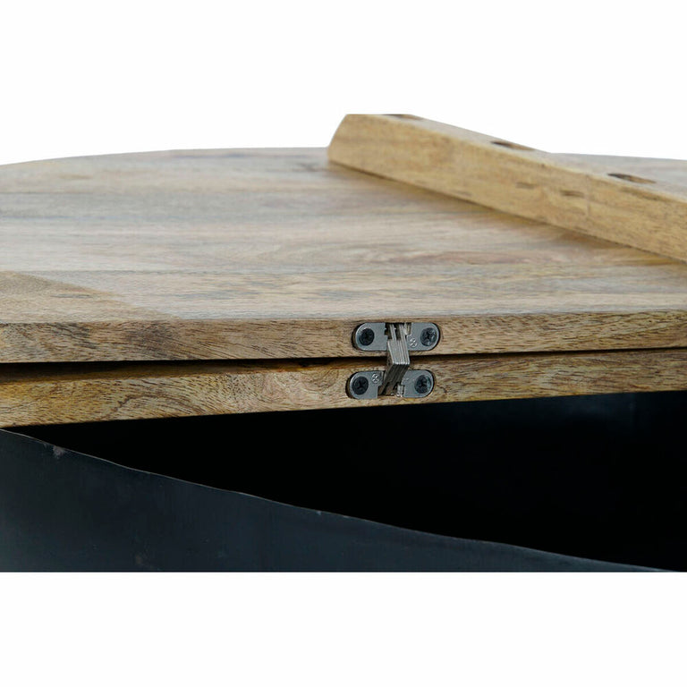 Table d'appoint DKD Home Decor Noir Métal Bois de manguier (90 x 90 x 37 cm)