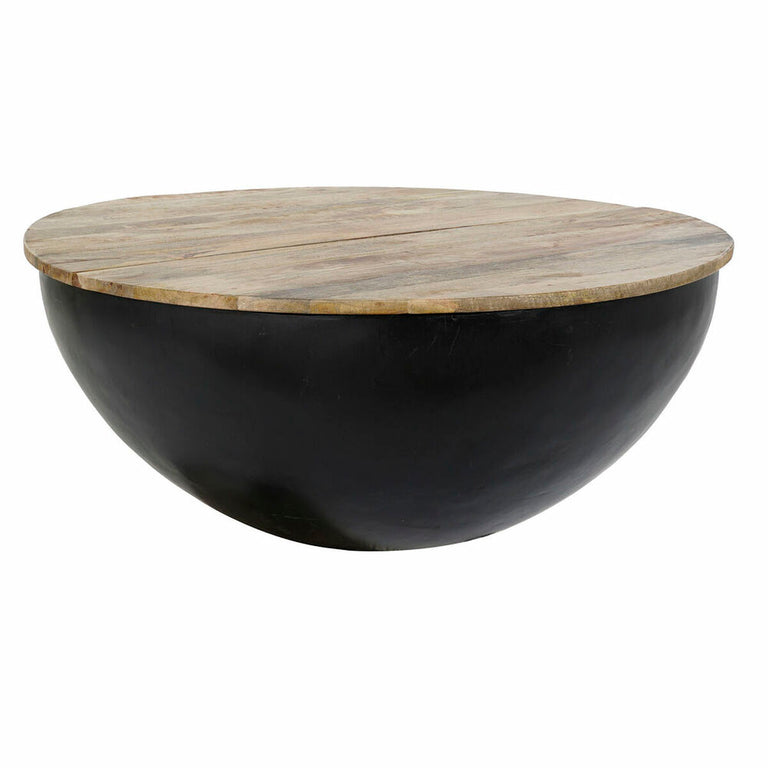 Table d'appoint DKD Home Decor Noir Métal Bois de manguier (90 x 90 x 37 cm)