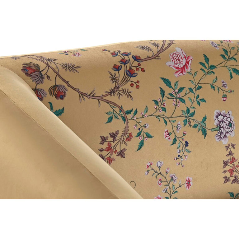 Canapé DKD Home Decor 140 x 71 x 71 cm Noir Métal Jaune Fleurs Shabby Chic