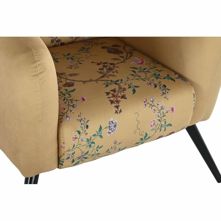Fauteuil DKD Home Decor 75 x 71 x 71 cm Noir Métal Jaune