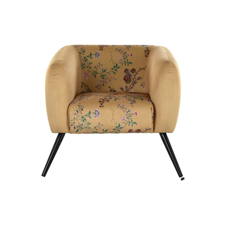 Fauteuil DKD Home Decor 75 x 71 x 71 cm Noir Métal Jaune
