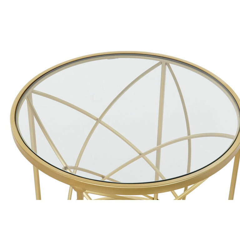 Table d'appoint DKD Home Decor Verre Doré Métal 50 x 50 x 51 cm