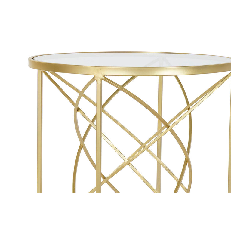 Table d'appoint DKD Home Decor Verre Doré Métal 50 x 50 x 51 cm