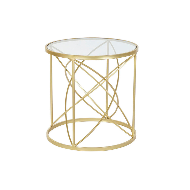 Table d'appoint DKD Home Decor Verre Doré Métal 50 x 50 x 51 cm