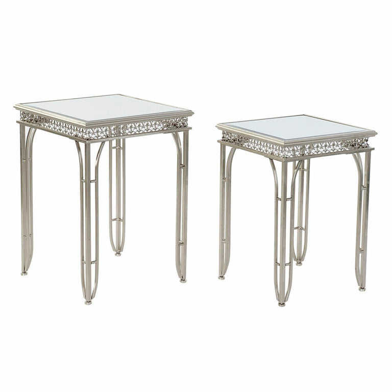 Table d'appoint DKD Home Decor Miroir Argenté Métal (40 x 40 x 56 cm) (2 pcs) (35 x 35 x 51 cm)