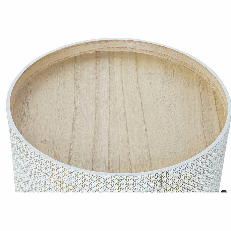 Table d'appoint DKD Home Decor Doré Métal Marron MDF Blanc (45 x 45 x 39 cm)