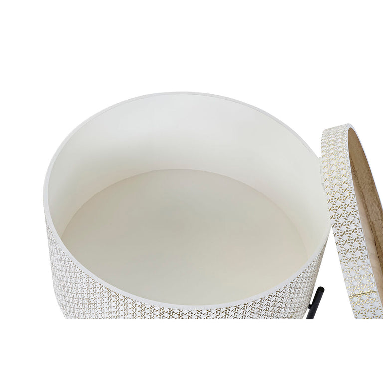 Table d'appoint DKD Home Decor Doré Métal Marron MDF Blanc (45 x 45 x 39 cm)