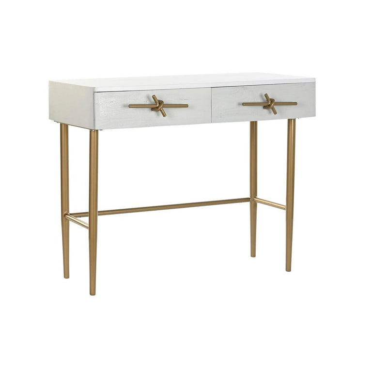Console DKD Home Decor 90 x 45 x 74 cm Doré Blanc Fer Bois de manguier