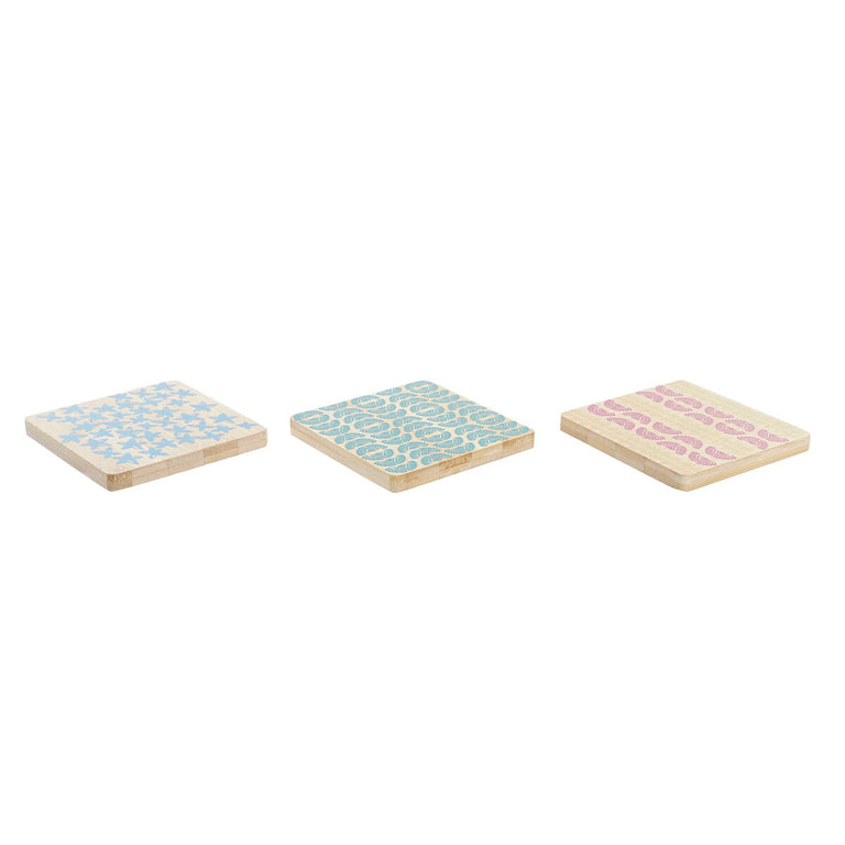 Dessous de verres DKD Home Decor Africa 10 x 10 x 1 cm (6 pcs)