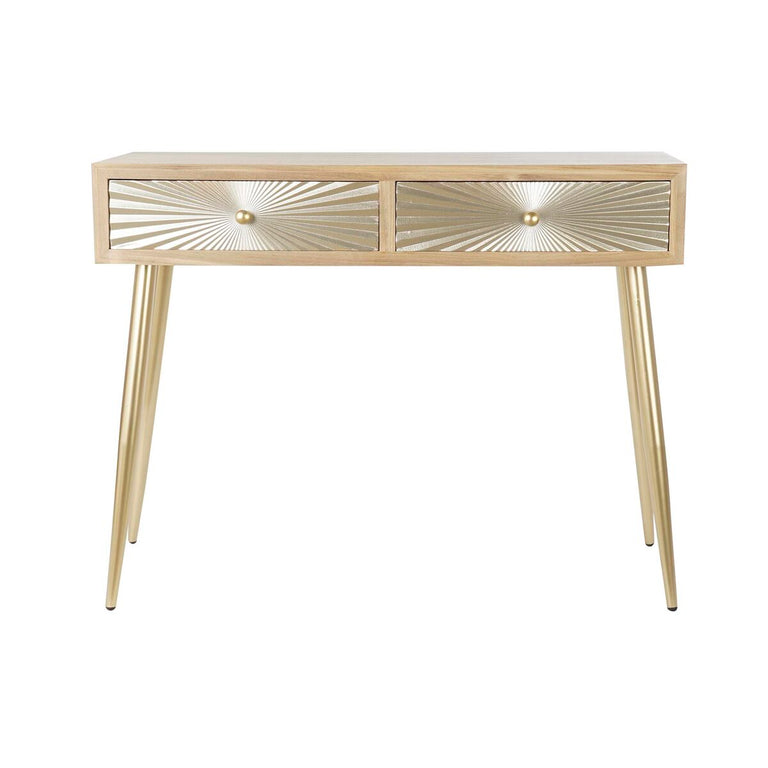 Console DKD Home Decor 100 x 36 x 78 cm Sapin Naturel Doré Métal Bois MDF