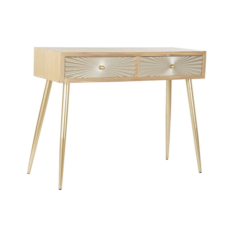 Console DKD Home Decor 100 x 36 x 78 cm Sapin Naturel Doré Métal Bois MDF