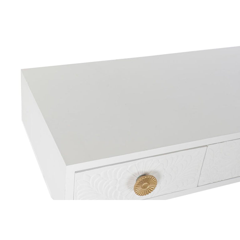 Console DKD Home Decor 110 x 42,5 x 78 cm Sapin Doré Blanc Bois MDF