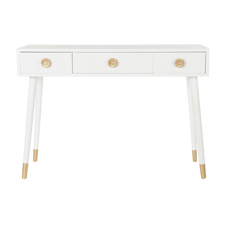 Console DKD Home Decor 110 x 42,5 x 78 cm Sapin Doré Blanc Bois MDF