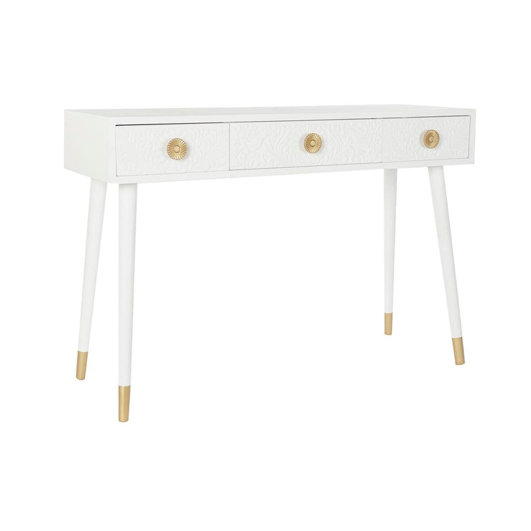 Console DKD Home Decor 110 x 42,5 x 78 cm Sapin Doré Blanc Bois MDF