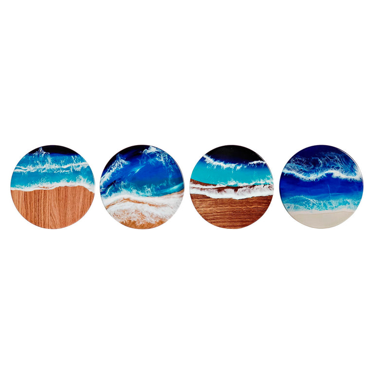 Dessous de verres DKD Home Decor Dolomite Plage 10,8 x 10,8 x 0,7 cm (4 pcs)
