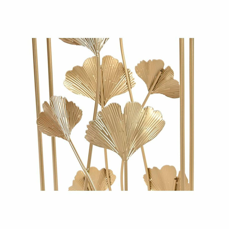 Set de 2 Tables Gigognes DKD Home Decor Verre Doré Métal Tropical Feuille d'une plante (35 x 35 x 75 cm) (2 pcs)