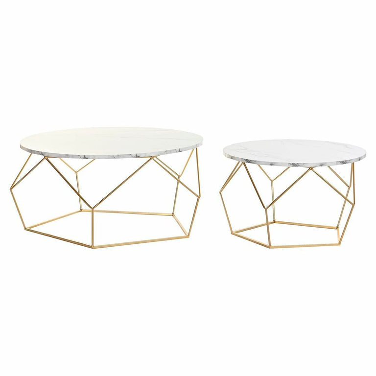 Set de 2 Tables Gigognes DKD Home Decor 80 x 80 x 42 cm Doré Métal Bois MDF