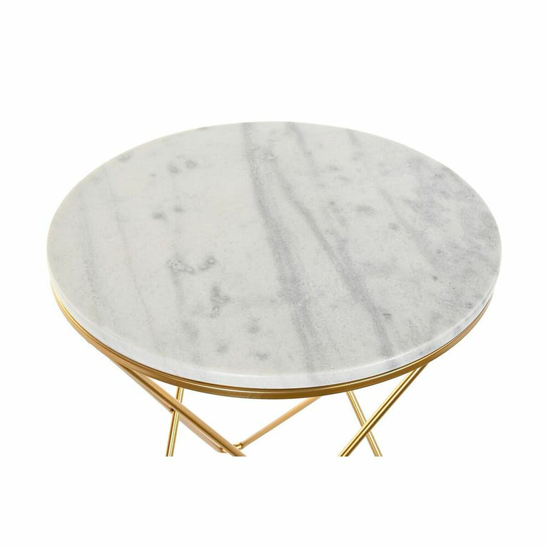 Table d'appoint DKD Home Decor 50 x 50 x 59,5 cm Doré Métal Marbre