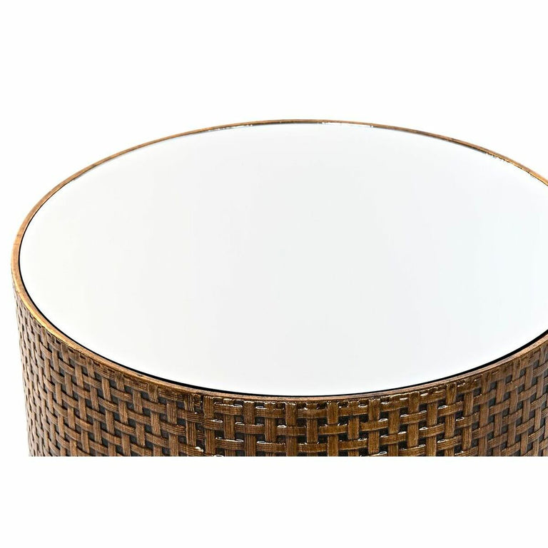 Table d'appoint DKD Home Decor 61 x 61 x 41 cm Miroir Noir Doré Métal