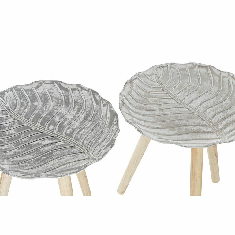 Table d'appoint DKD Home Decor Sapin Beige Blanc 40 x 40 x 45 cm Bois MDF (2 Unités)