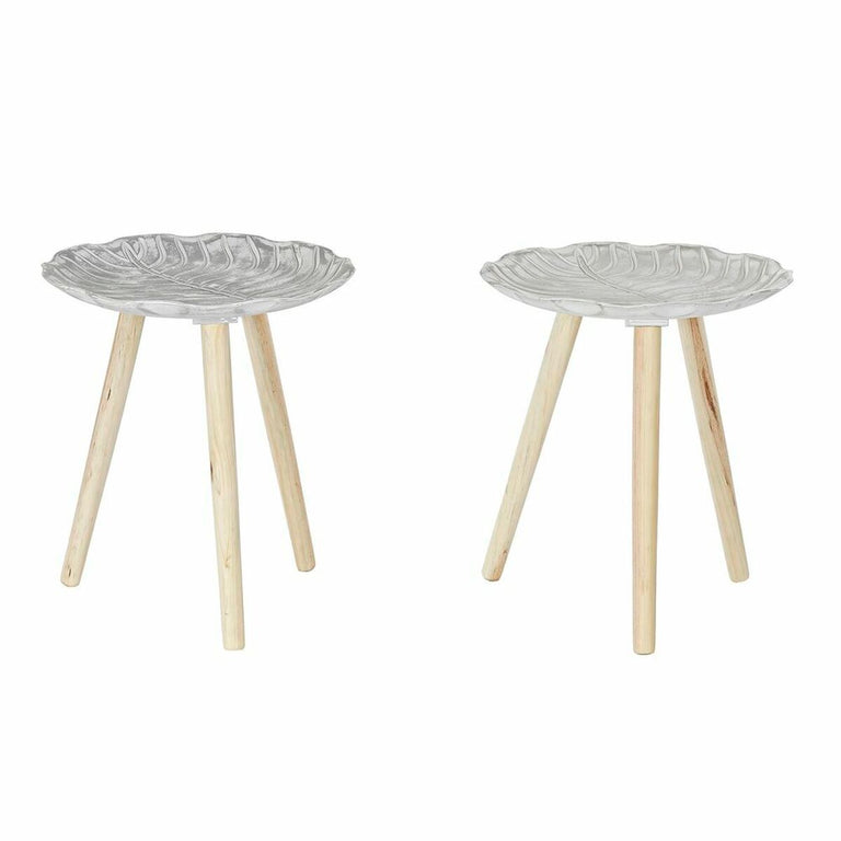 Table d'appoint DKD Home Decor Sapin Beige Blanc 40 x 40 x 45 cm Bois MDF (2 Unités)