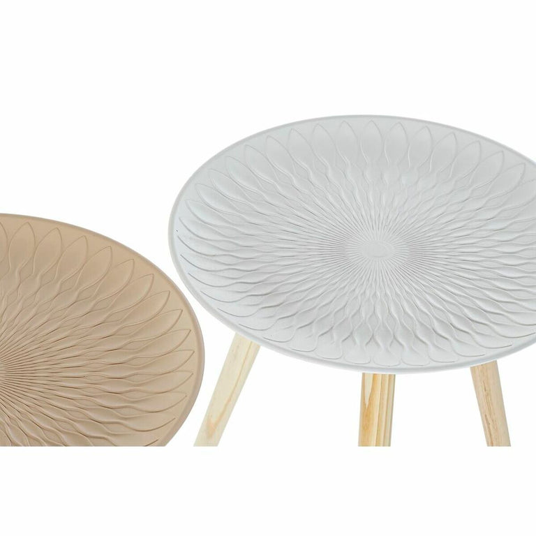 Table d'appoint DKD Home Decor 44 x 44 x 45 cm Sapin Beige Blanc Bois MDF (2 Unités)