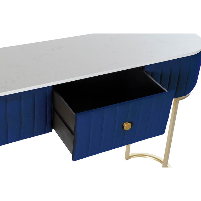 Console DKD Home Decor Bleu Doré Blanc Marbre 120 x 35 x 80 cm