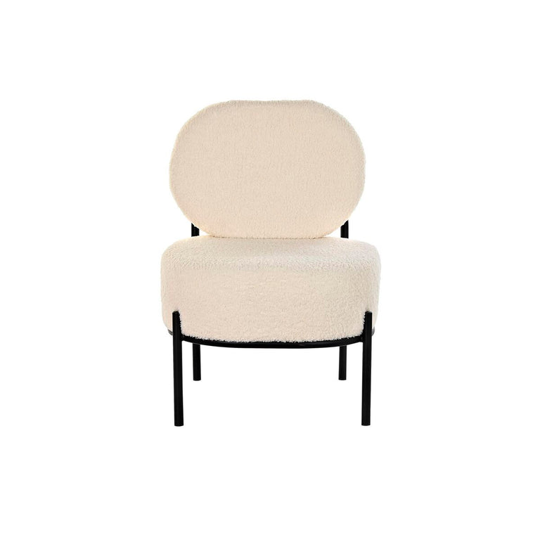Fauteuil DKD Home Decor 54 x 60 x 76 cm 54 x 64 x 80 cm Noir Beige Métal Blanc