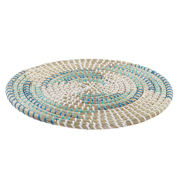 Dessous de plat DKD Home Decor Naturel Turquoise Blanc Herbier marin 33 x 1 x 33 cm