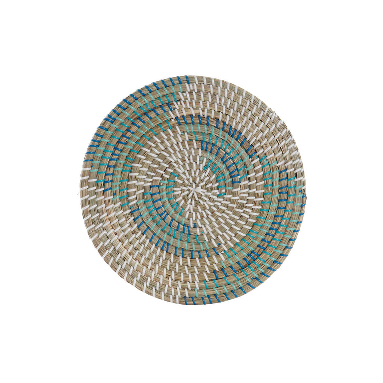 Dessous de plat DKD Home Decor Naturel Turquoise Blanc Herbier marin 33 x 1 x 33 cm