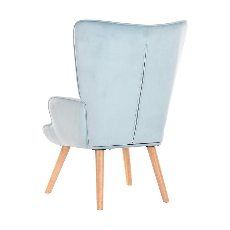 Siège DKD Home Decor Naturel Bois Polyester Bleu ciel (67 x 75 x 96 cm)