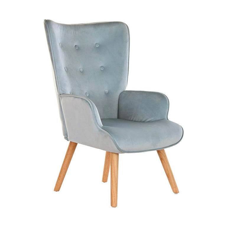 Siège DKD Home Decor Naturel Bois Polyester Bleu ciel (67 x 75 x 96 cm)