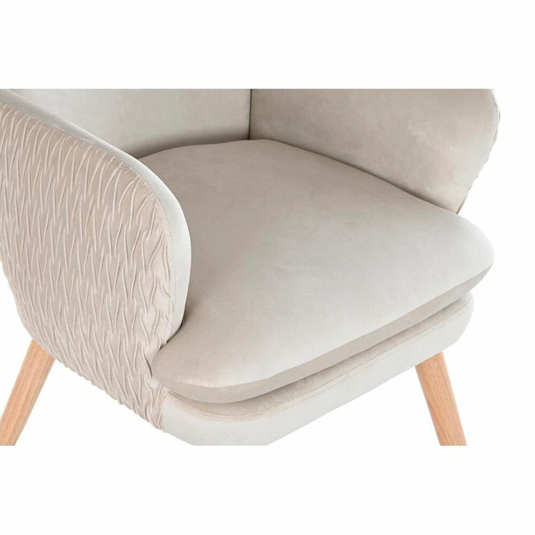 Siège DKD Home Decor Naturel Beige Bois Polyester (67 x 70 x 95 cm)