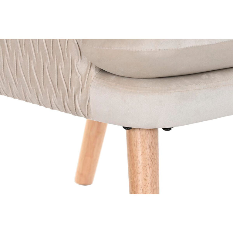 Siège DKD Home Decor Naturel Beige Bois Polyester (67 x 70 x 95 cm)