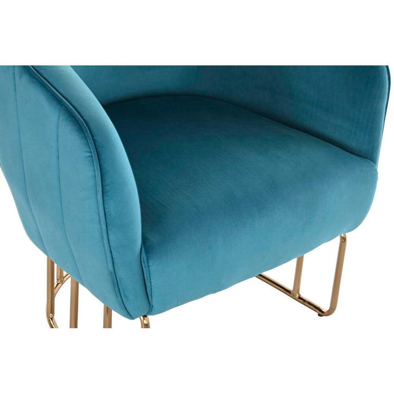 Fauteuil DKD Home Decor 76 x 76 x 74 cm Doré Métal Turquoise
