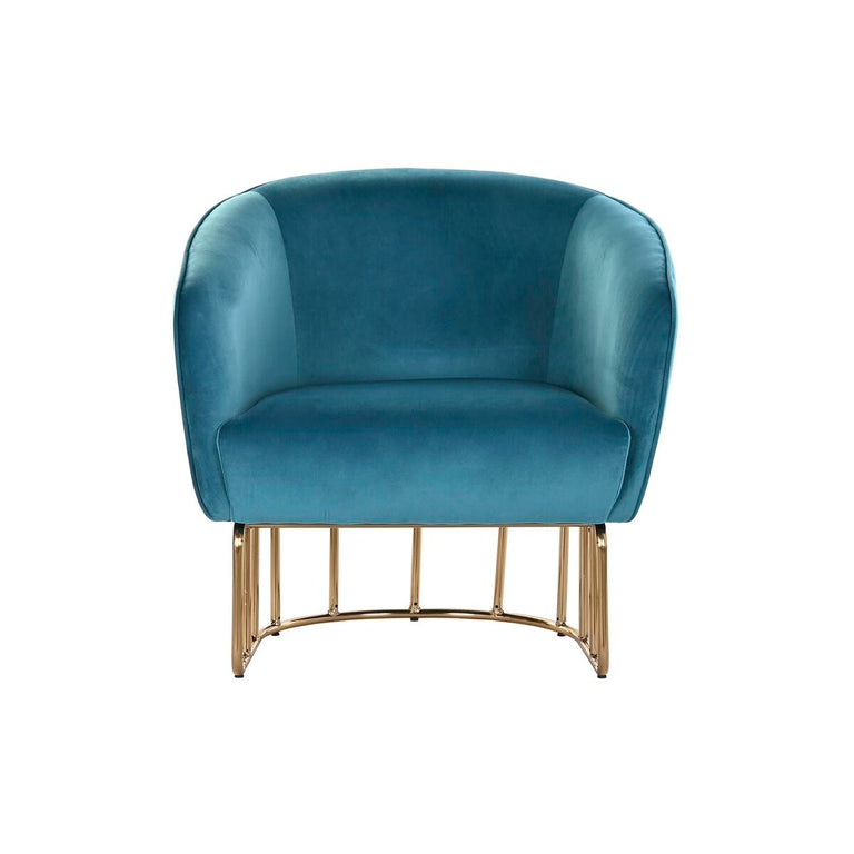 Fauteuil DKD Home Decor 76 x 76 x 74 cm Doré Métal Turquoise