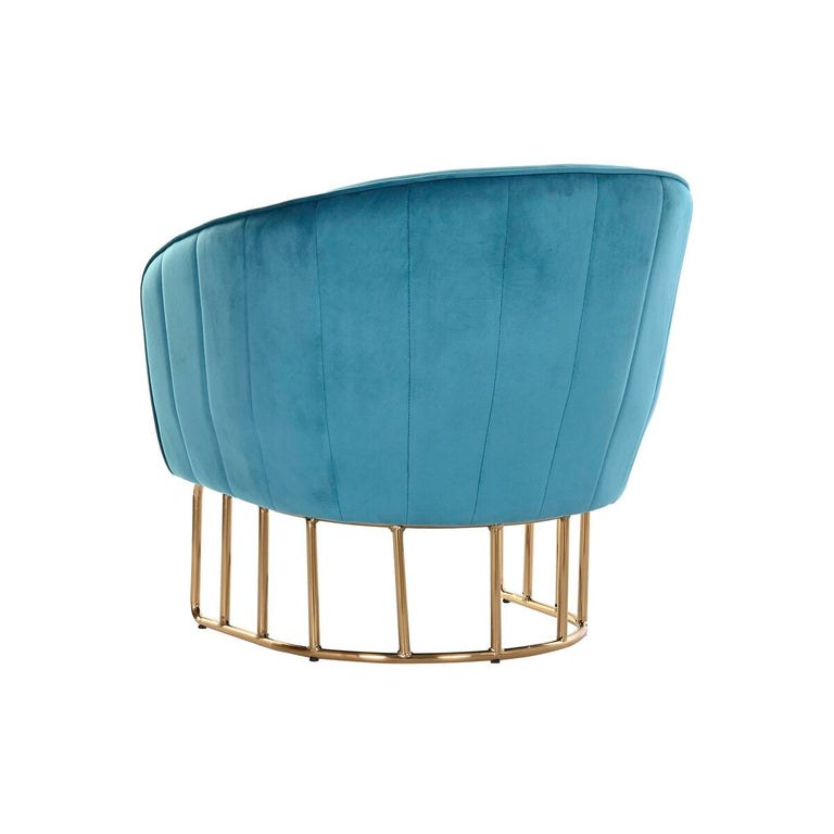 Fauteuil DKD Home Decor 76 x 76 x 74 cm Doré Métal Turquoise