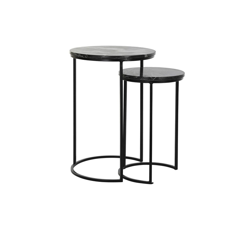 Jeu de 2 tables DKD Home Decor Noir Métal Marbre 41 x 41 x 60 cm