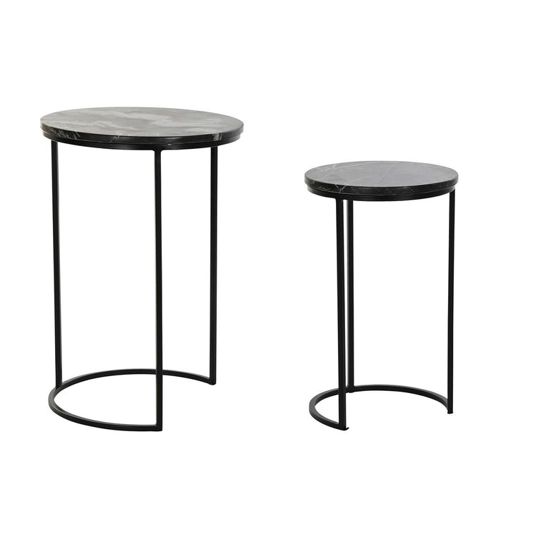 Jeu de 2 tables DKD Home Decor Noir Métal Marbre 41 x 41 x 60 cm