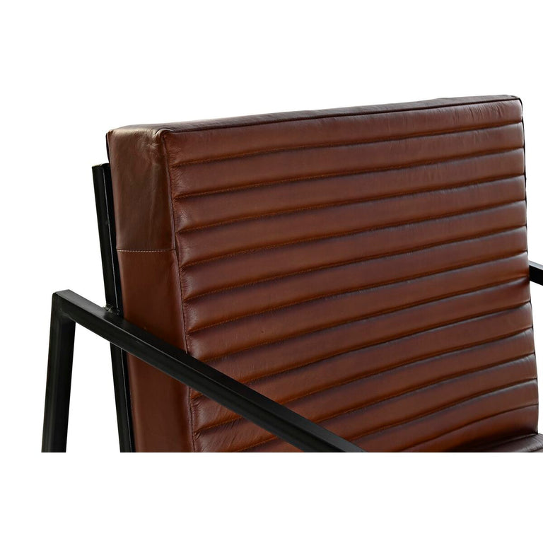 Siège DKD Home Decor Noir Métal Marron Cuir (75 x 89 x 90 cm)