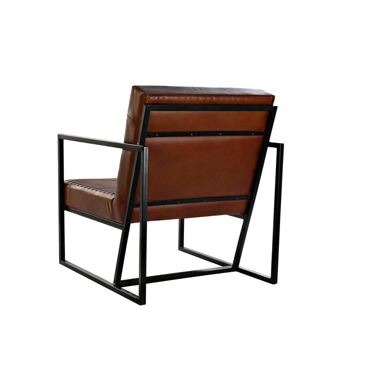 Siège DKD Home Decor Noir Métal Marron Cuir (75 x 89 x 90 cm)