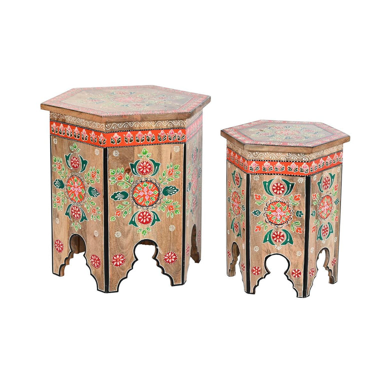 Jeu de 2 tables DKD Home Decor Arabe Bois de manguier (48 x 41,5 x 49 cm)