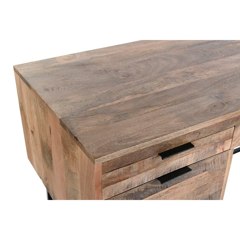 Bureau DKD Home Decor 150 x 60 x 85 cm Naturel Noir Métal Bois de manguier
