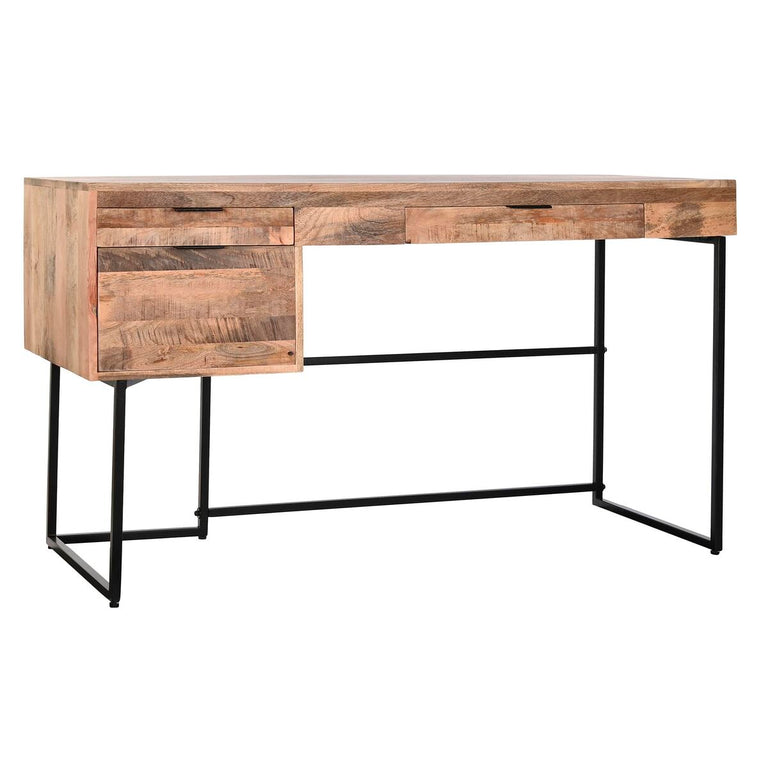 Bureau DKD Home Decor 150 x 60 x 85 cm Naturel Noir Métal Bois de manguier