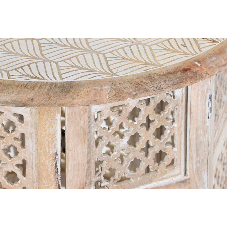 Table d'appoint DKD Home Decor 53 x 53 x 53 cm Marron Blanc Bois de manguier
