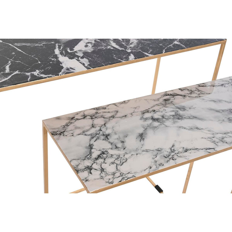 Jeu de 2 tables DKD Home Decor 100 x 28 x 80 cm Noir Doré Blanc Fer