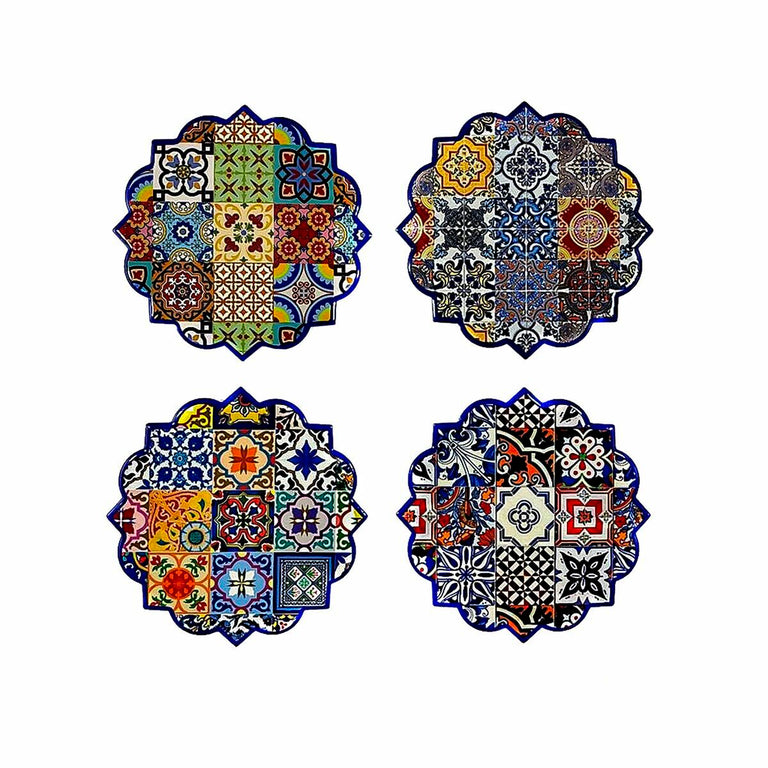 Dessous de verres DKD Home Decor 10,8 x 10,8 x 0,7 cm (4 Pièces)