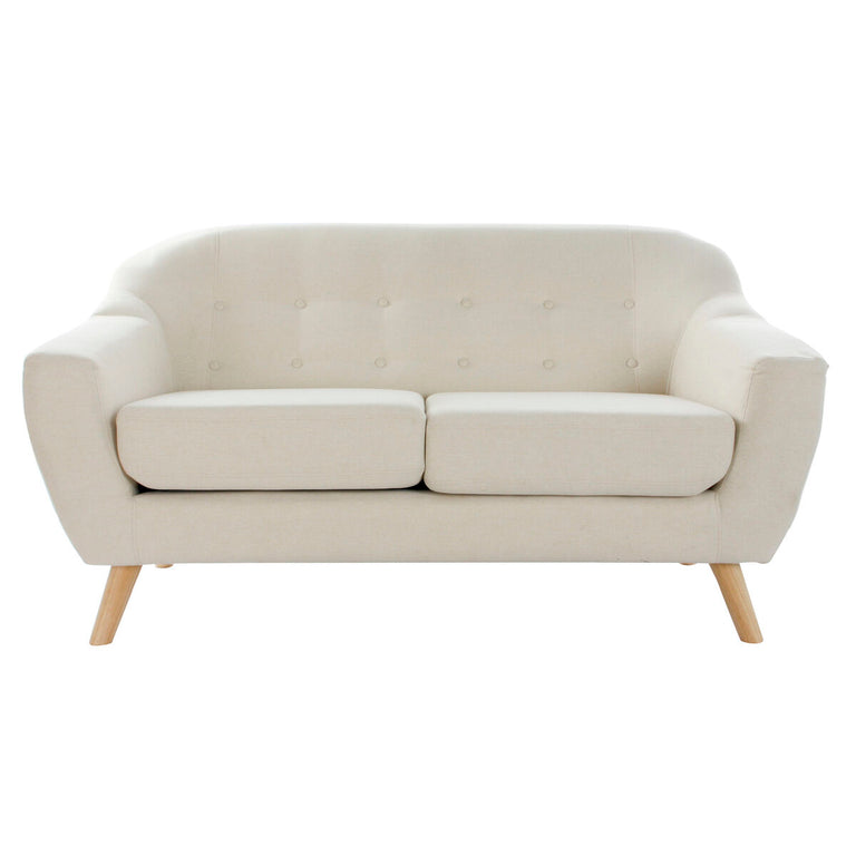 Canapé deux places DKD Home Decor Scandi Naturel Bois d'hévéa Crème 146 x 84 x 82 cm
